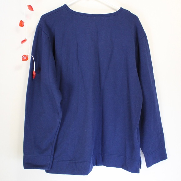 Bobbie brooks navy blue patchwork stocking sweatshirt women’s xl - Picture 2 of 4